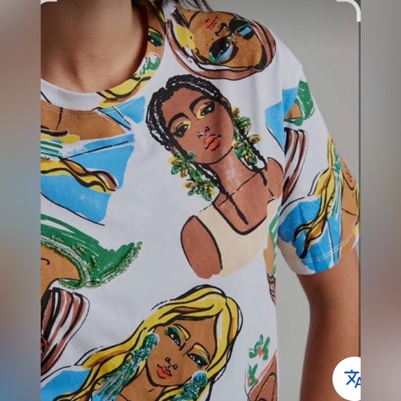 Zara faces pop art graphic boxy maximalist indie sleaze boho urban summery tee S - Picture 2 of 9